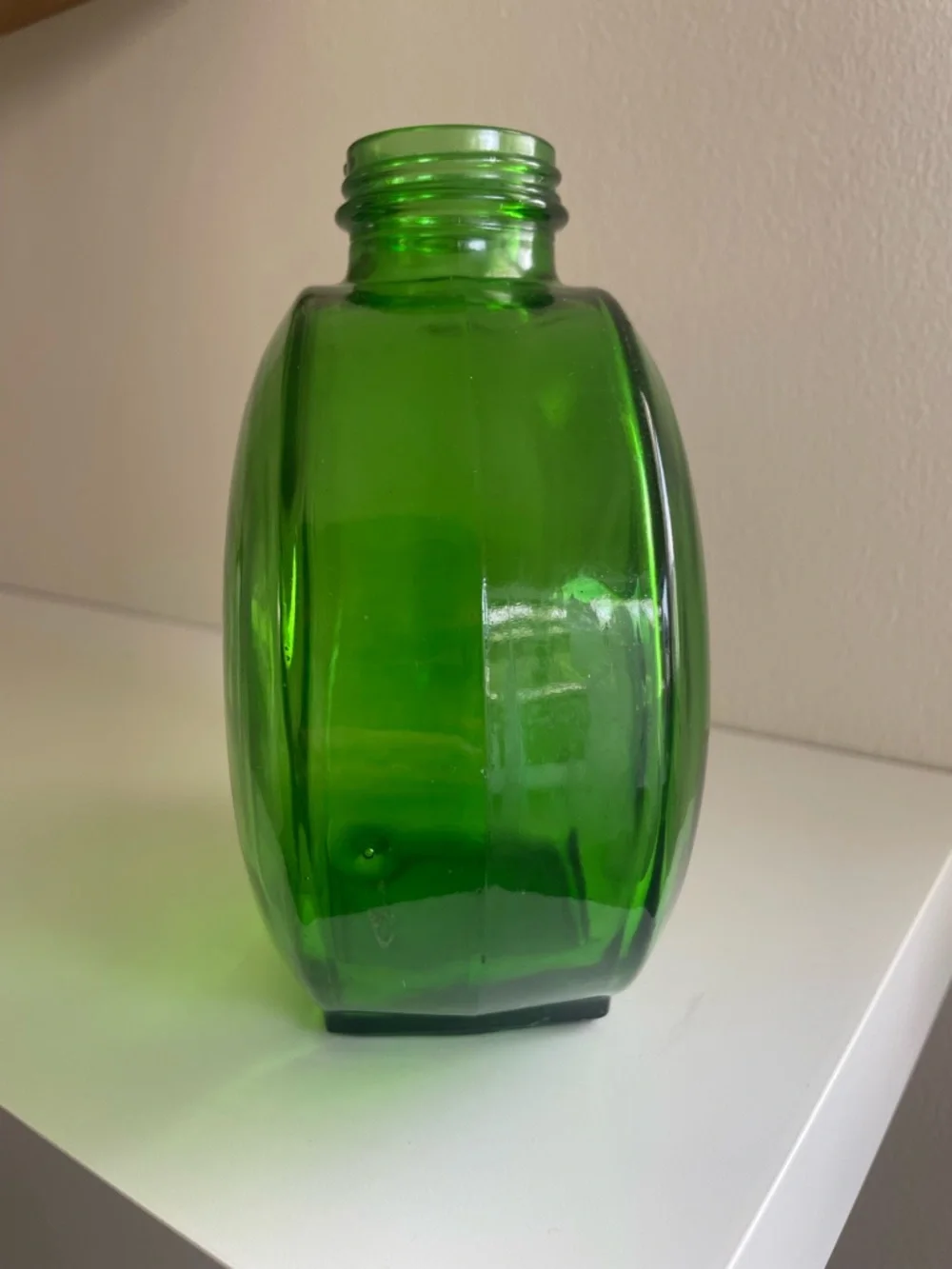 Vintage Green Glass Decorative Bottle Vase - Picture 3 of 10